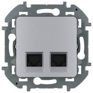 Информационная розетка RJ45 категория 6 UTP 2 выхода Legrand Inspiria алюминий