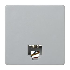 Розетка телефонная Simon 27 RJ-12 6 контактов, широкий модуль, серый