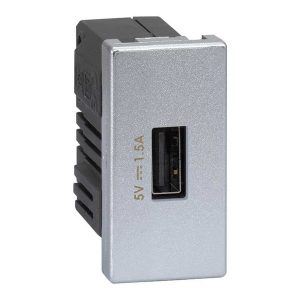 Зарядное устройство Simon K45 1 модуль USB тип А 5VDC 1,5А 22,5х45мм, алюминий