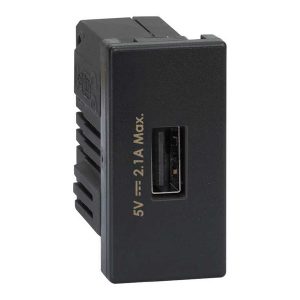 Зарядное устройство Simon K45 1 модуль USB тип А 5VDC 2,1А 22,5х45мм, графит