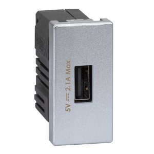 Зарядное устройство Simon K45 1 модуль USB тип А 5VDC 2,1А 22,5х45мм, алюминий