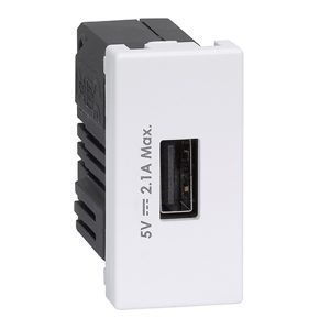 Зарядное устройство Simon K45 1 модуль USB тип А 5VDC 2,1А 22,5х45мм, белый