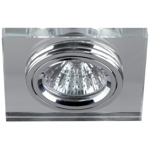 Светильник ЭРА декор стекло квадрат DK8 CH/WH MR16 12V/220V 50W хром/зеркальный (5055398625422)
