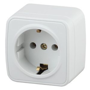 Накладная розетка Intro 2P+E Schuko 16А-250В IP20 Polo, белый 3-202-01 (5056183753849)