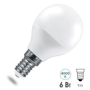 Лампа светодиодная шарик Feron PRO LB-1406 6W 4000K 220V E14 используется Osram LED холодный свет