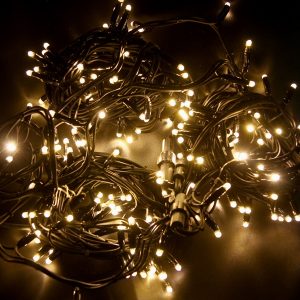 Гирлянда Нить (дюраплей) 200LED 16W 24V эффект мерцания, черный каучук, теплый белый IP67 бухта 20м