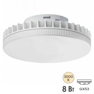 Лампа светодиодная таблетка Gauss Black 8W 3000K 220V GX53 680Lm тепло-белый свет
