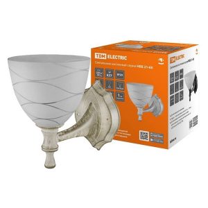 Светильник TDM НББ 21-60-1411 УХЛ4 max60W Е27 230V белый под золото, плафон конус линии IP20