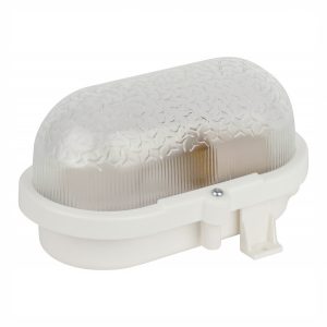 Светильник ЭРА НБП 01-60-012 с ободком Евро пластик/стекло IP53 E27 max 60W 184х115х90 овал белый