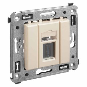 USB 3.0 розетка одинарная в стену DKC Avanti тип А-А, ванильная дымка