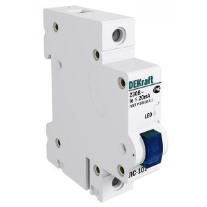 Лампа сигнальная DEKraft на DIN-рейку 1P синий LED