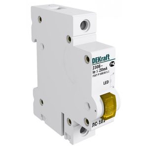 Лампа сигнальная DEKraft на DIN-рейку 1P желтый LED