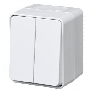 Двухклавишный выключатель открытой установки SE AtlasDesign Profi54 10A IP54 белый