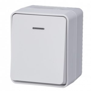Одноклавишный выключатель с подсветкой открытой установки SE AtlasDesign Profi54 10A IP54 белый