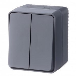 Двухклавишный выключатель открытой установки SE AtlasDesign Profi54 10A IP54 антрацит