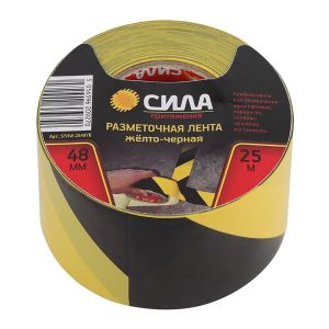 Лента клейкая Сила STHW-2548YB Разметочная 25м x 48мм x 0.15мм желто-черная