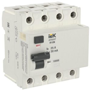 УЗО ИЭК ARMAT R10N 4P 25А 30мА тип AC (ВДТ)