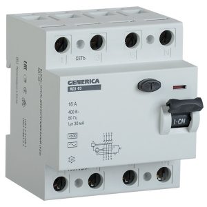 УЗО Generica (ИЭК) ВД1-63 4Р 16А 30мА тип AC (ВДТ)