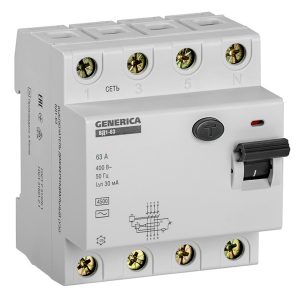 УЗО Generica (ИЭК) ВД1-63 4Р 63А 30мА тип AC (ВДТ)