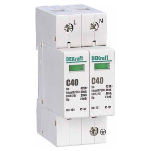 Ограничитель перенапряжений DEKraft ОП-101 1P+N In-20кА Im-40кА класс C(II) 420В