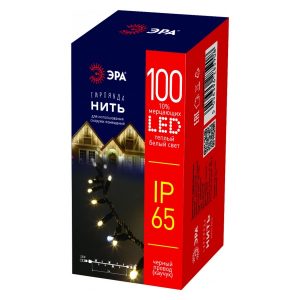 Светодиодная гирлянда ЭРА ERAPS-NK10 нить 10м теплый свет 100LED черный каучук 220В IP65