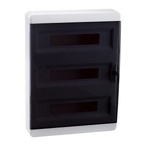 Щит навесной КЭАЗ OptiBox P-BNK-2-54-IP41 54 (3x18) модулей прозрачная черная дверца IP41 (электрический шкаф)