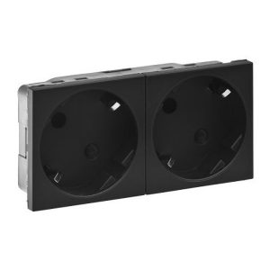 Розетка 2х2К+3 под углом 45° немецкий стандарт Legrand Mosaic -4М матовый черный New