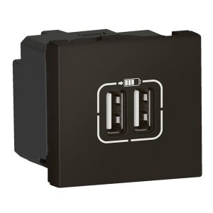 Розетка 2хUSB для зарядки Legrand Mosaic -2М А+А матовый черный New