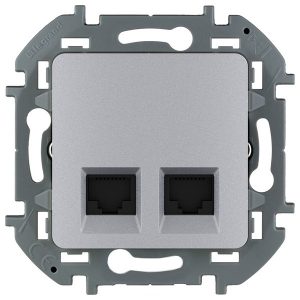 Информационная розетка RJ45 категория 5е UTP 2 выхода Legrand Inspiria алюминий