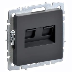 Розетка двойная ИЭК BRITE RJ11+RJ45 кат.5E графит (РК/Т12-БрГ)