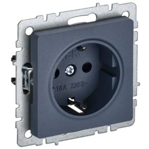 Розетка ИЭК BRITE 2P+E Schuko 16А маренго (РС11-1-0-БрМ)