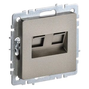 Розетка двойная ИЭК BRITE RJ11+RJ45 кат.5E шампань (РК/Т12-БрШ)