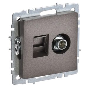 Розетка двойная ИЭК BRITE TV+RJ45 кат.5E бронза (РТВ/РК12-БрТБ)
