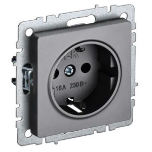 Розетка ИЭК BRITE 2P+E Schuko 16А сталь (РС11-1-0-БрС)