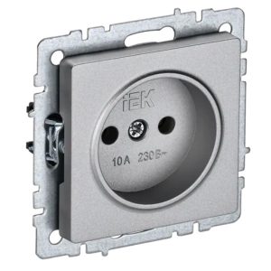 Розетка ИЭК BRITE 2P 10А алюминий (РС10-1-0-БрА)