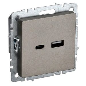 Зарядка ИЭК BRITE USB A+С 3,1А шампань (РЮ11-1-БрШ)