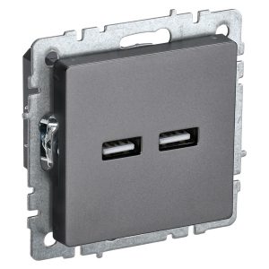 Зарядка ИЭК BRITE USB A+A 3,1А сталь (РЮ10-1-БрС)