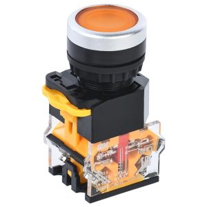 Кнопка ИЭК D8-11T d22мм 1НО+1НЗ с фиксацией желтая
