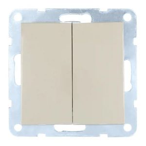 Переключатель 2-клавишный Экопласт, с двух мест (схема 6+6) 16 A, 250 B LK60, бежевый