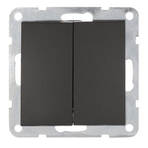 Переключатель 2-клавишный Экопласт, с двух мест (схема 6+6) 16 A, 250 B LK60, черный бархат