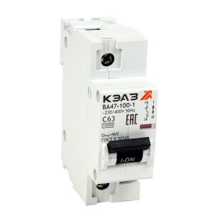 Автоматический выключатель КЭАЗ ВА47-100 1P 100A C 10кА AC 1,5м (ВА47-100-1С100-УХЛ3) (автомат электрический)