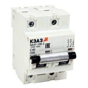 Автоматический выключатель КЭАЗ ВА47-100 2P 63A C 10кА AC 3м (ВА47-100-2С63-УХЛ3) (автомат электрический)