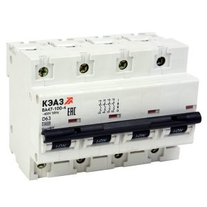 Автоматический выключатель КЭАЗ ВА47-100 4P 80A C 10кА AC 6м (ВА47-100-4С80-УХЛ3) (автомат электрический)