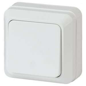 Накладной выключатель одноклавишный Intro Quadro 10А-250В IP20 белый 2-101-01 (Б0027631)