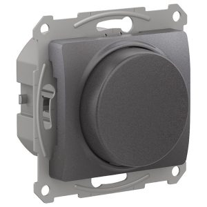 Светорегулятор SE Glossa (диммер) поворотно-нажимной 400Вт LED RC механизм, графит