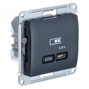 Зарядка высокоскоростная USB SE Glossa тип С 65W QC, PD, антрацит