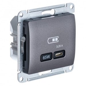 Зарядка высокоскоростная USB SE Glossa тип С 65W QC, PD, графит