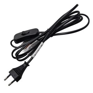 Сетевой шнур с выключателем Feron DM107, 230V, 2м, черный,