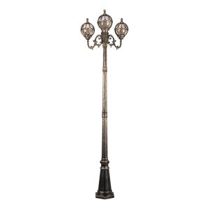 Светильник садово-парковый Сфера Feron PL3709 3xE27 560х560х2200мм черное золото (столб 2,2м)