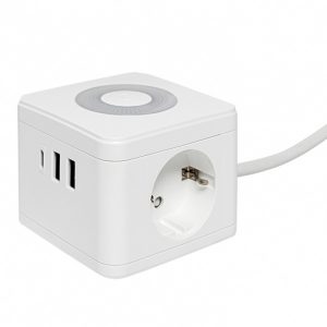 Удлинитель EKF Куб, 2х2Р+Е шторки, 2USB 2,4А + Туре С 3А , ночник, кабель 1,3м 1мм2